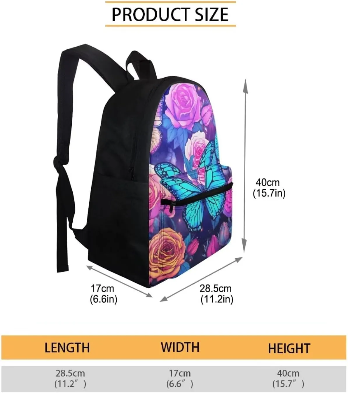 Upetstory 4 IN 1 Butterfly Backpack Kids Backpacks for Girls Lunch Bags 6-8 10-12 14-16 Girly Teen School Bag for Elementary Kindergarten Preschool Bookbag Back to School Gifts Pencil Case