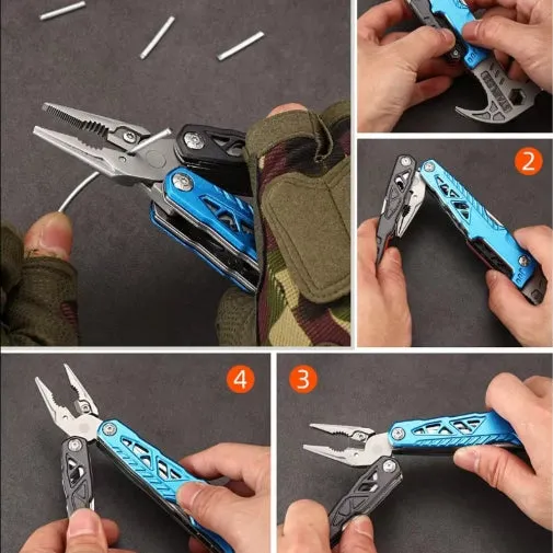 Upgraded 18 in 1 Adjustable Wrench Multitool Hammer Pocket Multi Tool Knife with Spring-Action Pliers For Outdoor Camping Daily