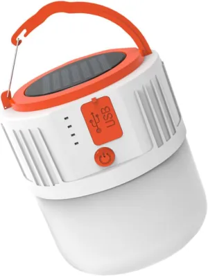 Vaguelly 1Pc Solar Camping Lantern USB Rechargeable Tent Light with Hanging Hook Gentle Illumination Capacity Battery for Outdoor Activities Emergencies Hiking Random
