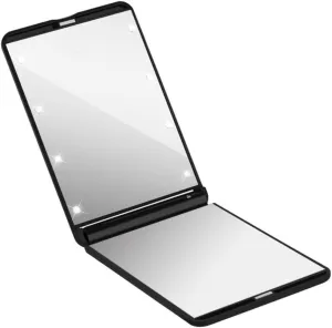 VALICLUD Collapsible LED Lighted Makeup Mirror with LED Lights Portable and Compact Folding Vanity Mirror for Rotation for Optimal Viewing Black