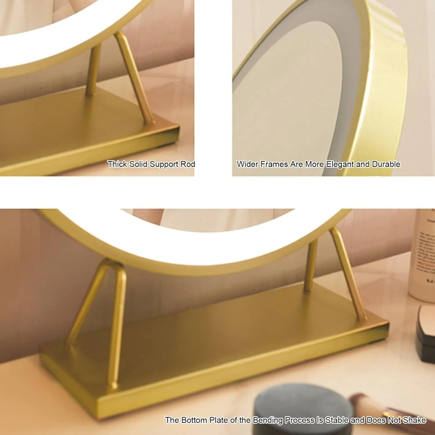 Vanity Mirror with Lights Hollywood Vanity Mirror Dressing Table with Led Mirror Makeup Mirror Portable Mirror Gifts for Women Birthday Unique C,50CM