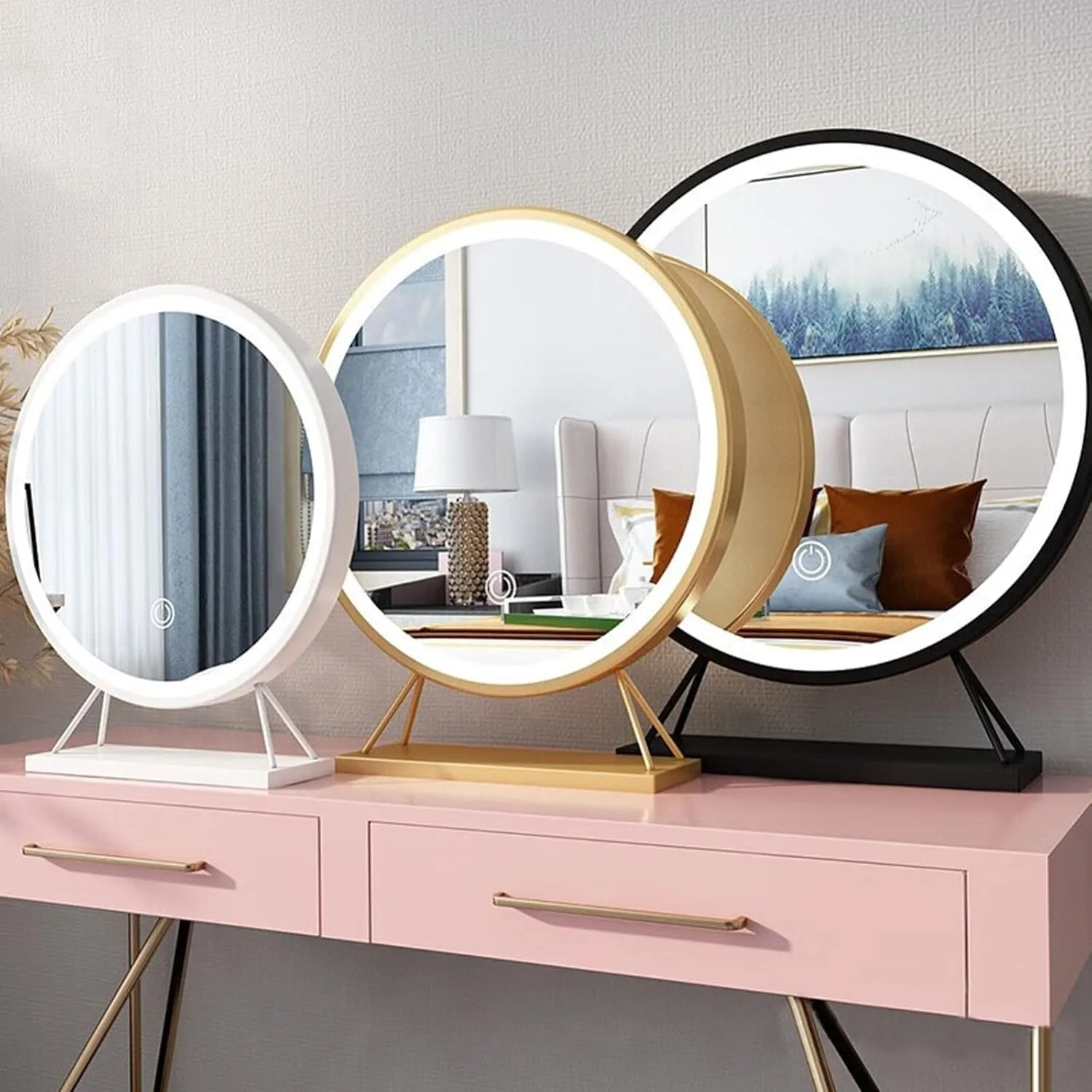 Vanity Mirror with Lights Hollywood Vanity Mirror Dressing Table with Led Mirror Makeup Mirror Portable Mirror Gifts for Women Birthday Unique C,50CM