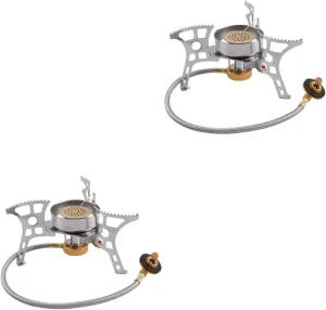 VANZACK 2pcs Windproof Camping Stove Burner High-temperature Resistant One-step Ignition Lightweight for Hiking
