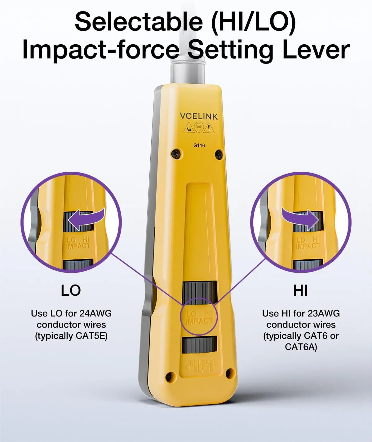 VCELINK Punch Down Impact Tool with 110 and 66 Blades, Network Wire Punch Down Impact Tool Kit, Keystone Impact Terminal Insertion Tools, Network Cable CAT6/CAT5/CAT3 Stripper