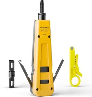 VCELINK Punch Down Impact Tool with 110 and 66 Blades, Network Wire Punch Down Impact Tool Kit, Keystone Impact Terminal Insertion Tools, Network Cable CAT6/CAT5/CAT3 Stripper