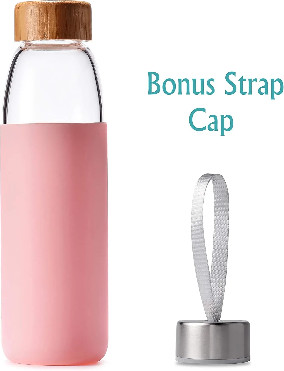 veegoal 18 Oz Borosilicate Glass Water Bottles with Bamboo Lid, BPA-FREE, Non-Slip Silicone Sleeve, and Stainless Steel Leak Proof Lid - Reusable Glass Bottle for Men and Women