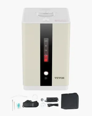 VEVOR Hydrogen Inhalation Machine, 99.99% High Purity Hydrogen Inhaler, HO-Separated 225ml/min (150 H 75 O) Dual Port Hydrogen Oxygen Inhaler, Hydrogen-Rich Water Generator for Home Travel