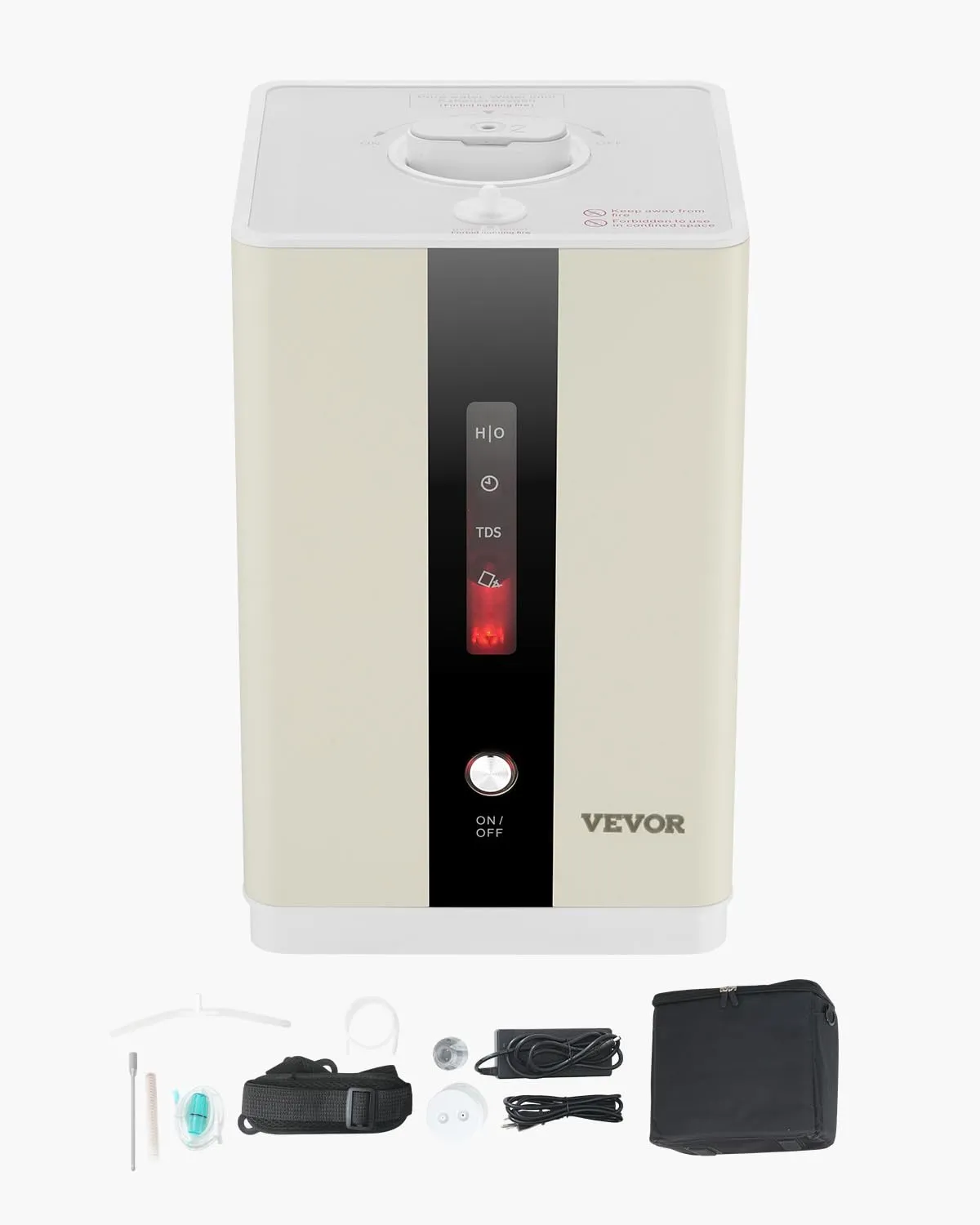 VEVOR Hydrogen Inhalation Machine, 99.99% High Purity Hydrogen Inhaler, HO-Separated 225ml/min (150 H 75 O) Dual Port Hydrogen Oxygen Inhaler, Hydrogen-Rich Water Generator for Home Travel