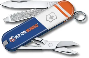Victorinox Classic SD Swiss Army Knife – Compact 7 Function Swiss Made Pocket Knife with Small Blade, Screwdriver and Key Ring – New York Islanders