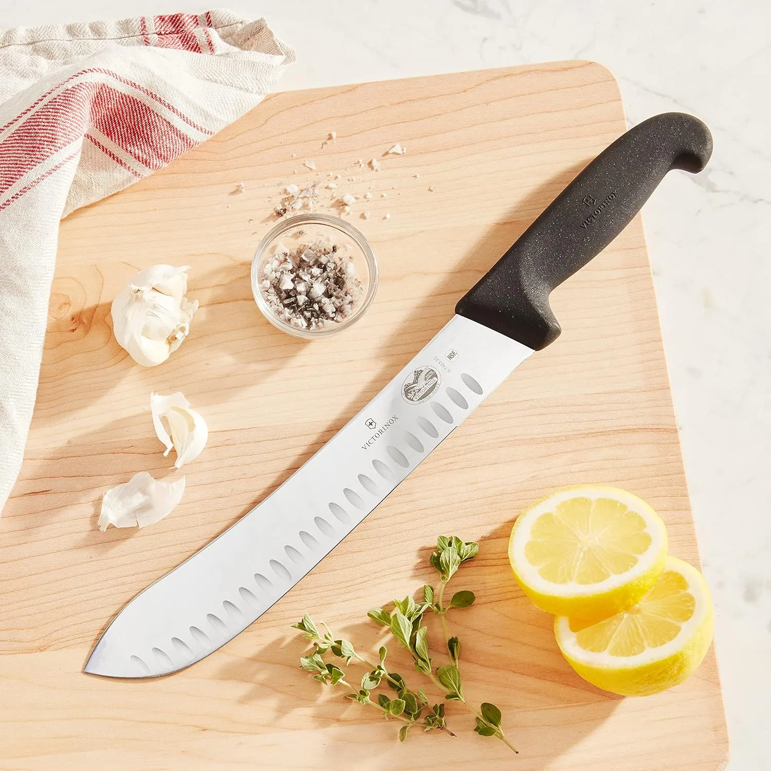 Victorinox Swiss Army Cutlery Fibrox Pro Butcher Knife, Granton Edge, 10-Inch, Multicolor (47638)
