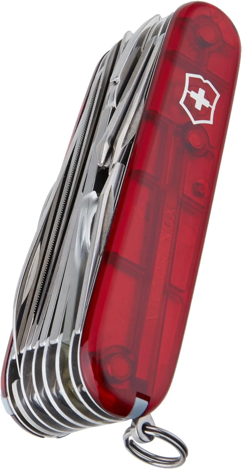 Victorinox Swiss Champ Swiss Army Knife, 33 Functions, Swiss Made Pocket Knife with Large Blade, Screwdriver, Chisel and Combination Pliers - Ruby
