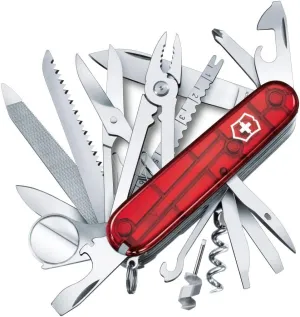 Victorinox Swiss Champ Swiss Army Knife, 33 Functions, Swiss Made Pocket Knife with Large Blade, Screwdriver, Chisel and Combination Pliers - Ruby