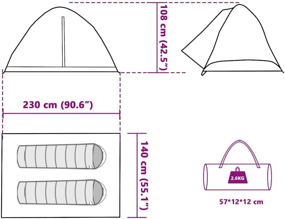 vidaXL Camping Tent Dome 2-Person Blue Waterproof