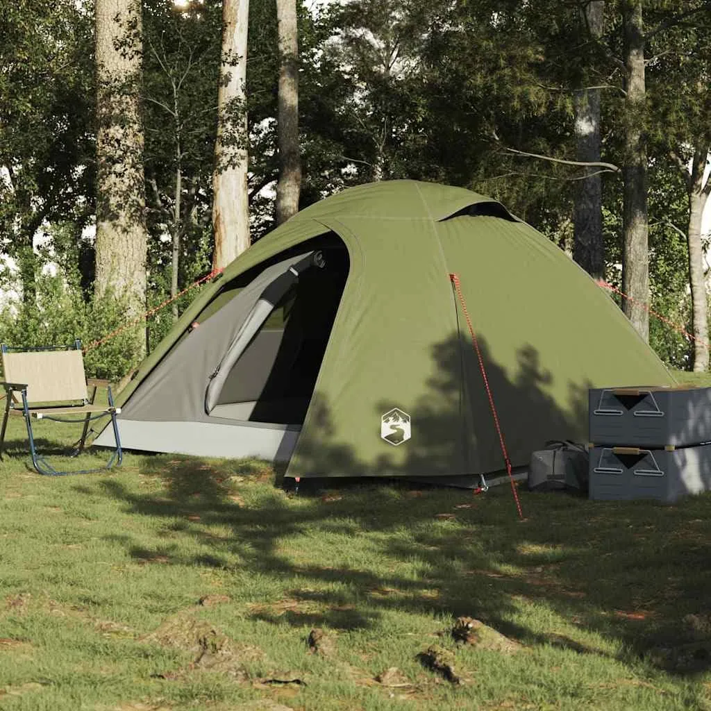 vidaXL Camping Tent Dome 2-Person Olive Green Waterproof
