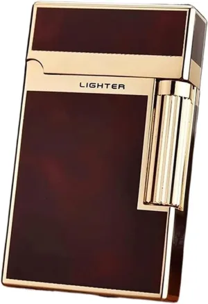 Vintage butane lighter, metal flip soft flame lighter, old-fashioned side-slide grinding wheel ignition lighter, butane refillable lighter(C)