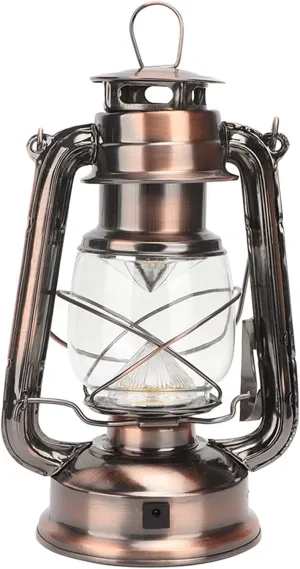 Vintage Camping Lantern 24h Battery Life USB Charging Detachable Glass Lampshade Silver Outdoor Camping Lantern with Hook for Travel