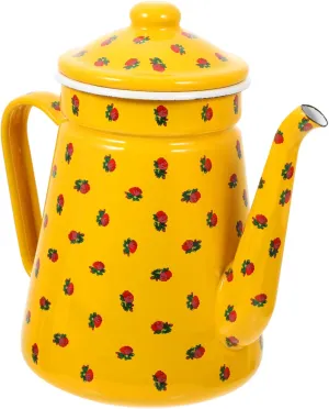 Vintage Enamel Coffee Kettle Camping Tea Pot with Handle for Stovetop Use Elegant Design for Home Office Tea Lovers Smooth Surface for Easy Cleaning