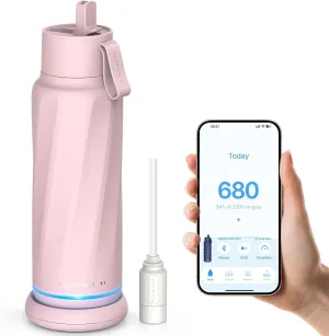 Vita Smart Water Bottle with Reminder to Drink Water, BPA-Free Vacuum Insulated Water Bottles with Filter & Straw, Bluetooth Intake Water Tracking Bottle, Ideal for Gift (18 oz)