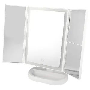 VOCOSTE Makeup Mirror with Lights, Vanity Mirror, 3 Color Lighting Modes, Rechargeable with USB Port, White, 1pcs
