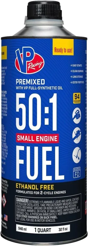 VP Racing Fuels 6235 SEF 50:1 Premixed 2-Cycle Small Engine Fuel, 1 Quart