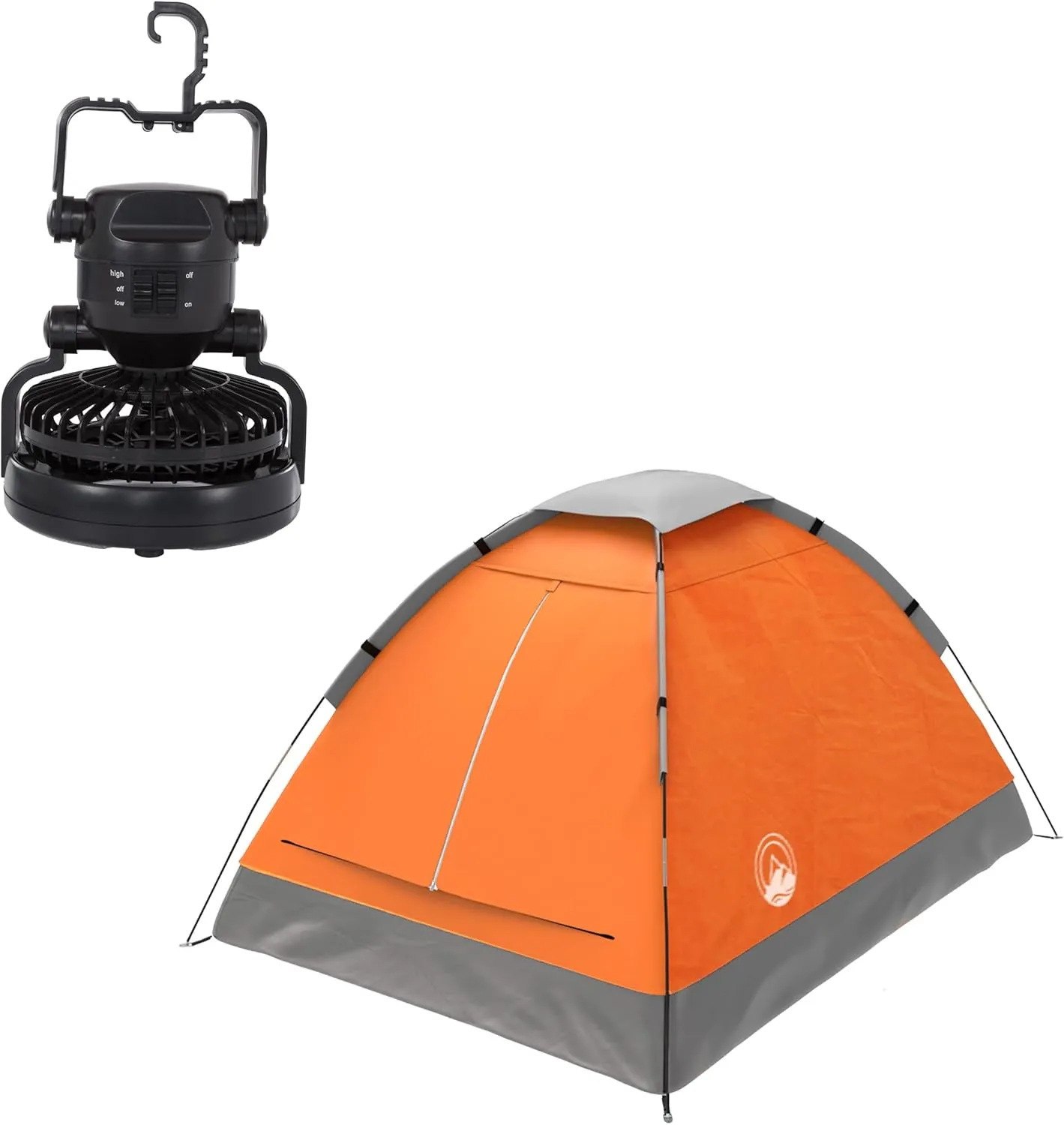 Wakeman Tents 2-Person Tent with Removable Rain Fly and Carry Bag – Comes with Camping Lantern with Fan – Weather-Resistant Camping Accessories by Wakeman