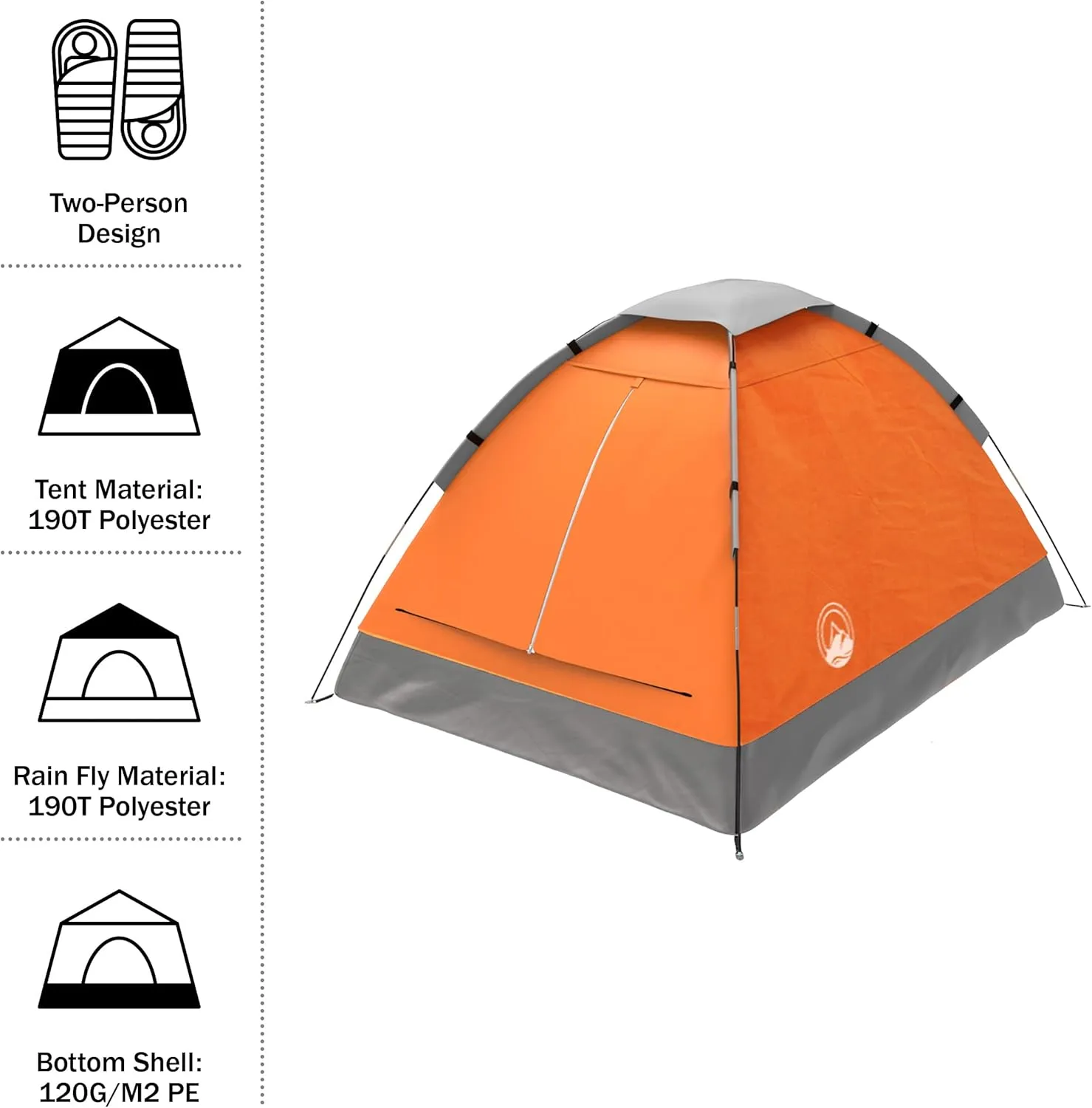 Wakeman Tents 2-Person Tent with Removable Rain Fly and Carry Bag – Comes with Camping Lantern with Fan – Weather-Resistant Camping Accessories by Wakeman