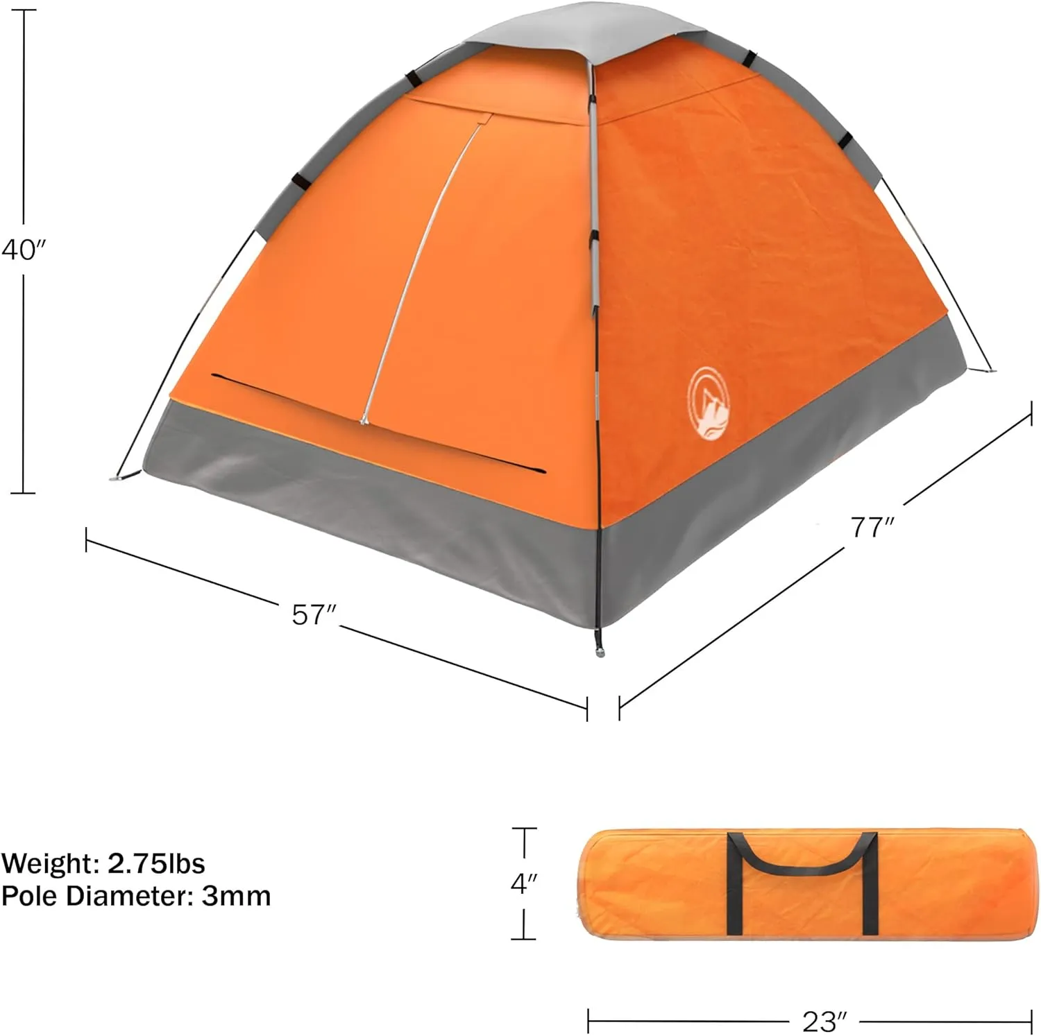 Wakeman Tents 2-Person Tent with Removable Rain Fly and Carry Bag – Comes with Camping Lantern with Fan – Weather-Resistant Camping Accessories by Wakeman
