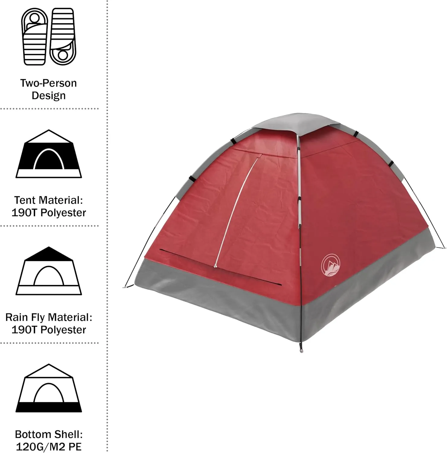 Wakeman Tents 2-Person Tent with Removable Rain Fly and Carry Bag – Comes with Camping Lantern with Fan – Weather-Resistant Camping Accessories by Wakeman
