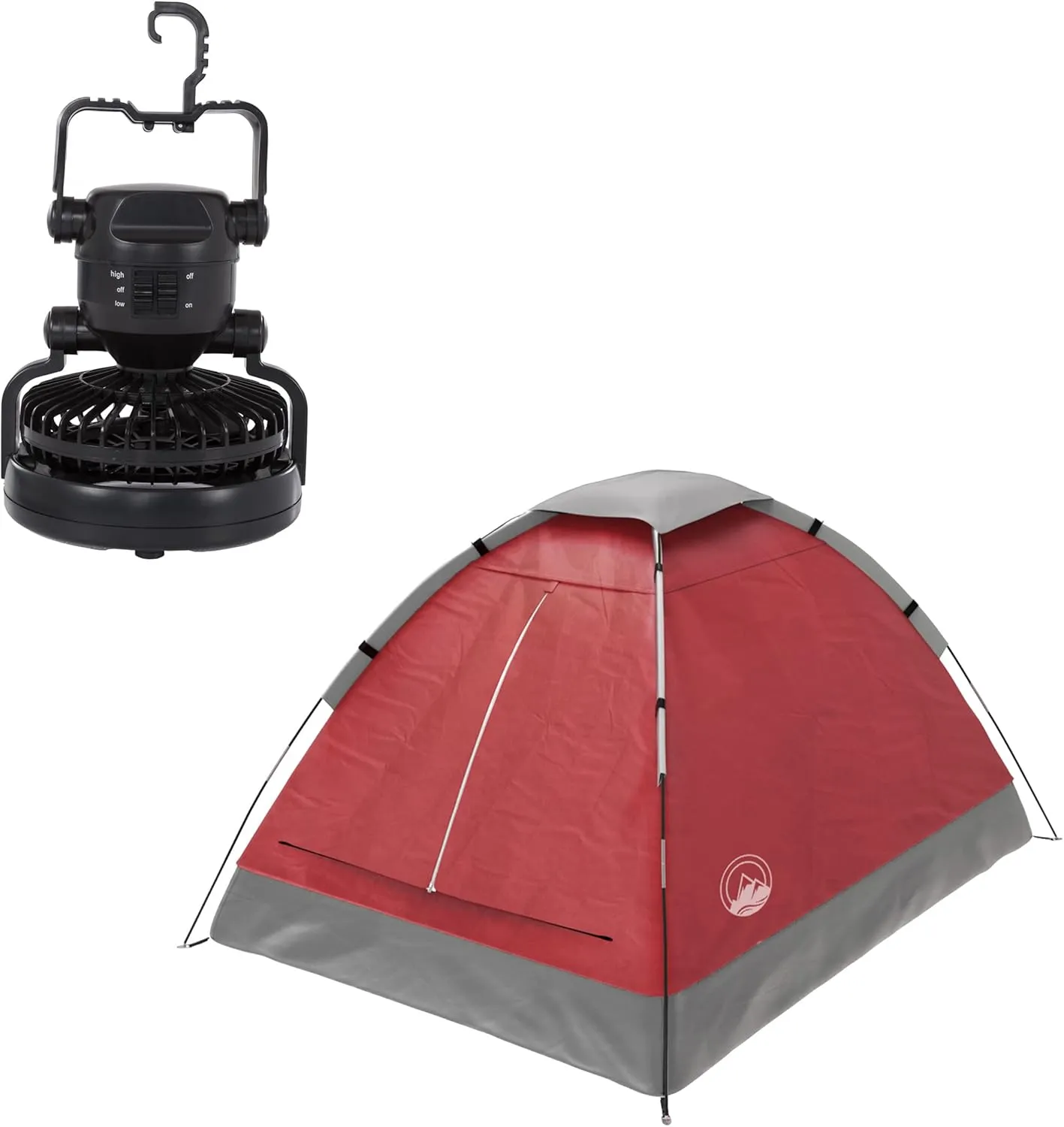 Wakeman Tents 2-Person Tent with Removable Rain Fly and Carry Bag – Comes with Camping Lantern with Fan – Weather-Resistant Camping Accessories by Wakeman