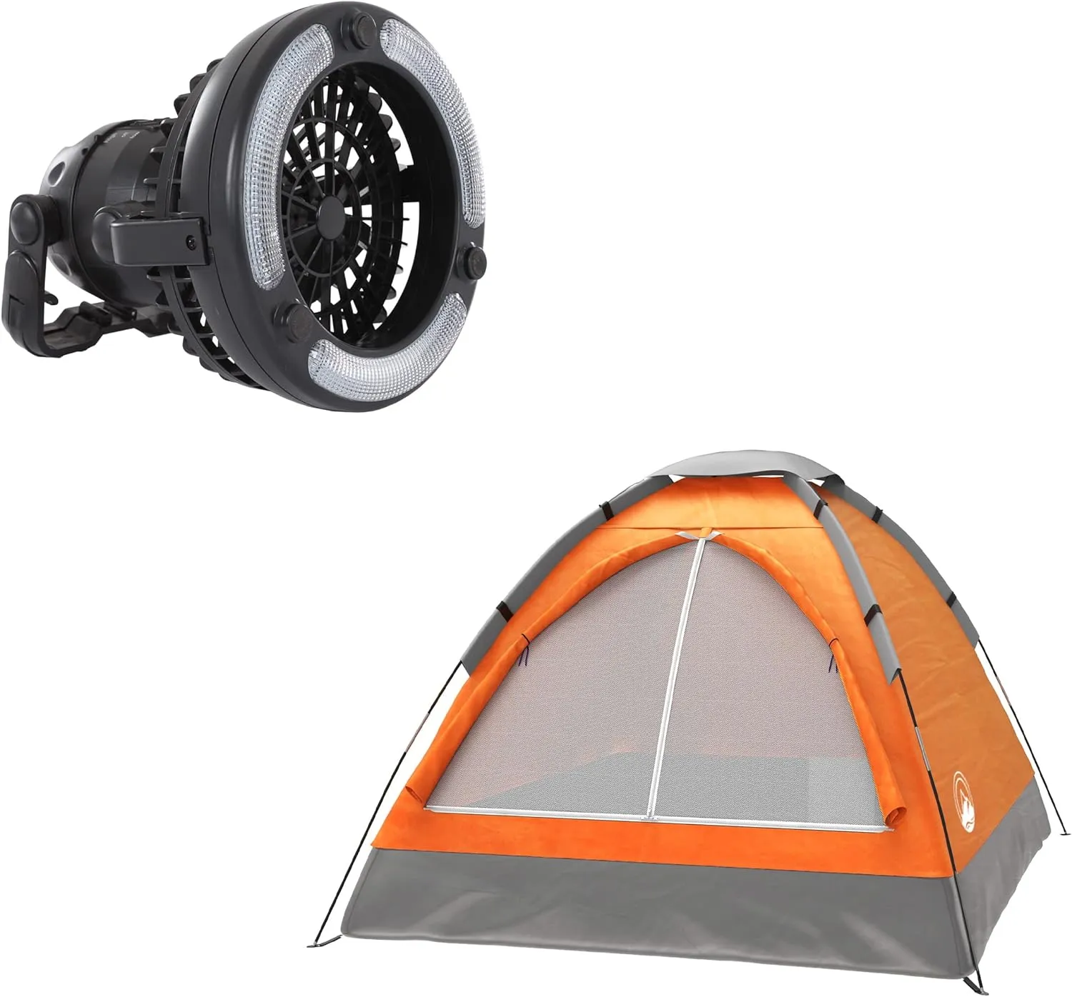 Wakeman Tents 2-Person Tent with Removable Rain Fly and Carry Bag – Comes with Camping Lantern with Fan – Weather-Resistant Camping Accessories by Wakeman