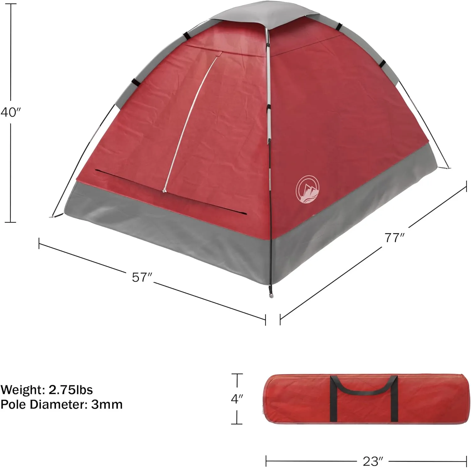 Wakeman Tents 2-Person Tent with Removable Rain Fly and Carry Bag – Comes with Camping Lantern with Fan – Weather-Resistant Camping Accessories by Wakeman