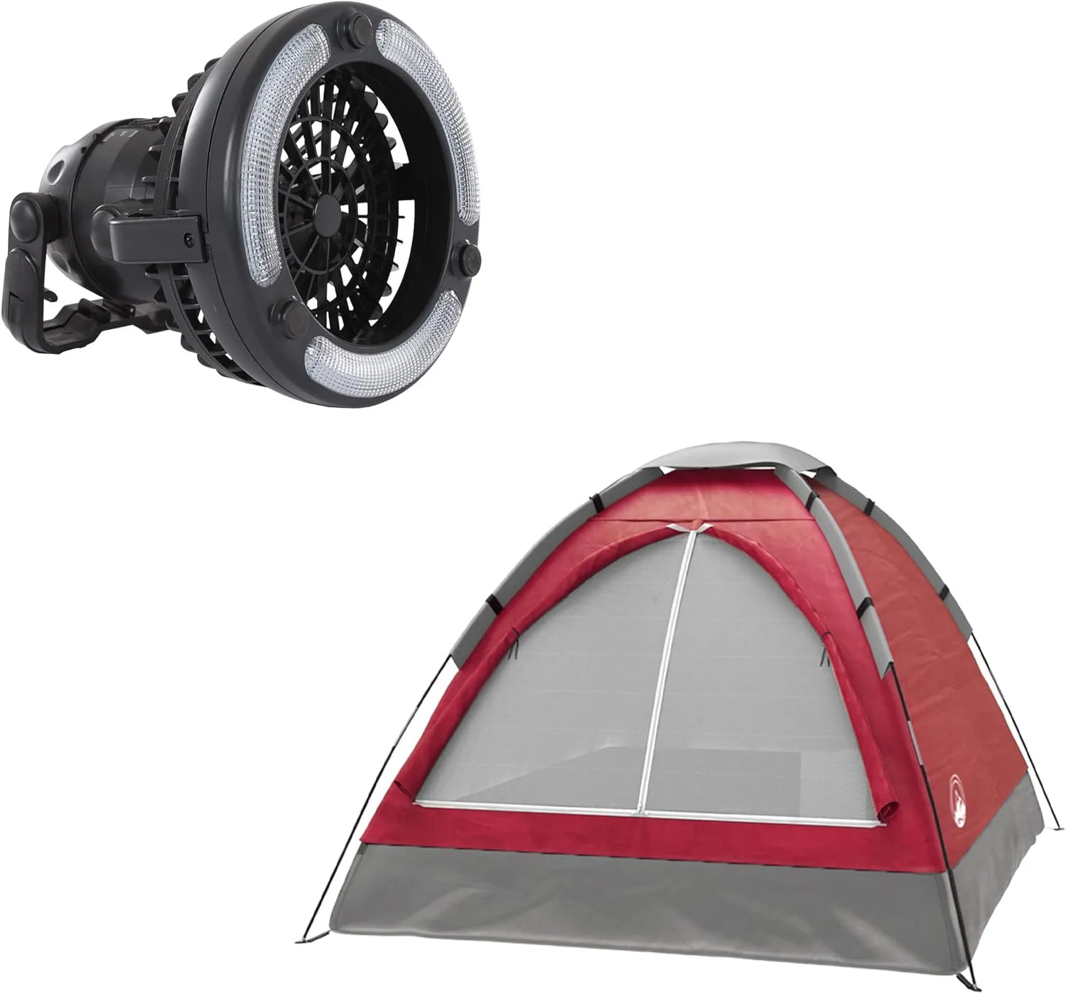Wakeman Tents 2-Person Tent with Removable Rain Fly and Carry Bag – Comes with Camping Lantern with Fan – Weather-Resistant Camping Accessories by Wakeman