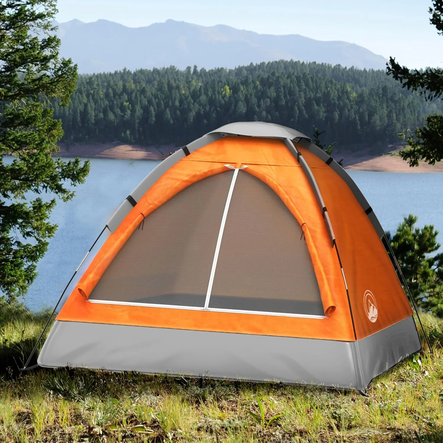 Wakeman Tents 2-Person Tent with Removable Rain Fly and Carry Bag – Comes with Camping Lantern with Fan – Weather-Resistant Camping Accessories by Wakeman
