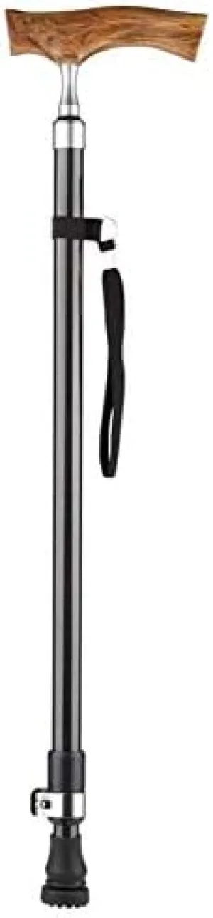 Walking Stick with Wooden Handle, Lightweight Adjustable Walking Cane for Balance Rotation with Ergonomic Handle Crutches
