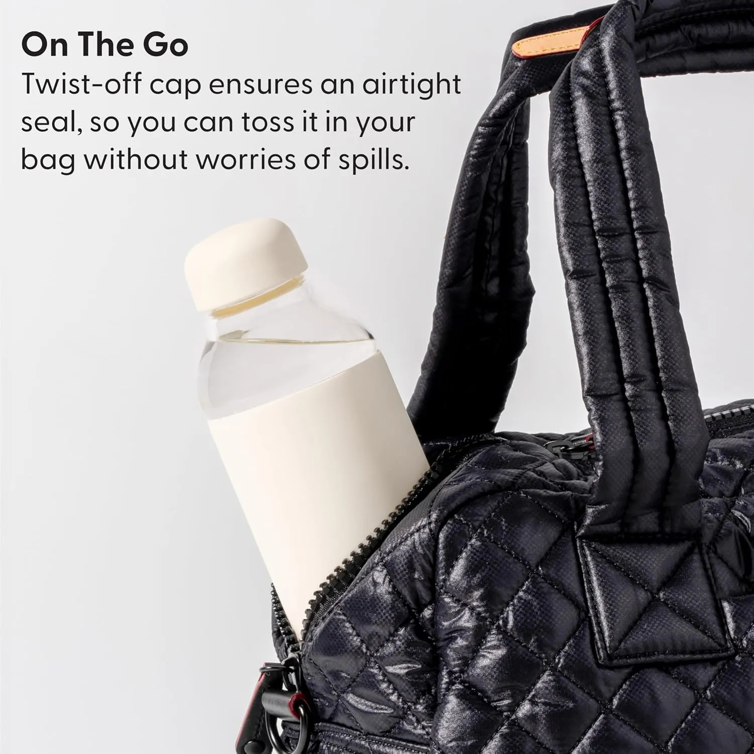 W&P Porter Glass Water Bottle w/ Protective Silicone Sleeve | Terazzo Cream 20 Ounces | On-the-Go | Reusable Bottle for Coffee, Tea and Water | Portable