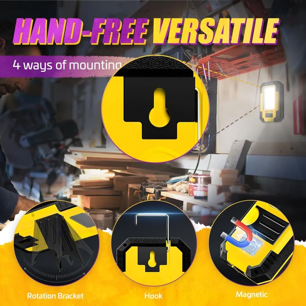 WARSUN 3 PC Led Work Lights Rechargeable Magnetic Mechanic Light Portable Worklight for Camping Car Repairing 30w 1200 High Lumens Bright, Yellow