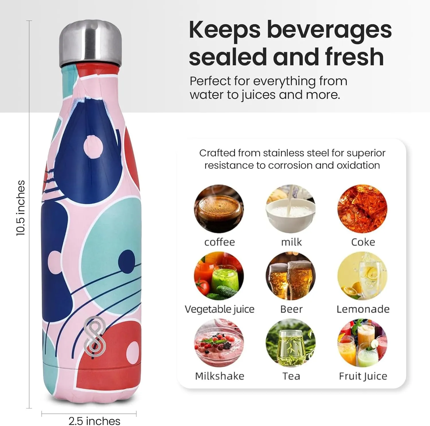 Water Bottle 17 Oz Stainless Steel Double Wall & Vacuum Insulated Sports Water Bottle Keep Cold for Upto 36 Hours and Hot for Upto 18 Hours | Pack of 1 (Pink)