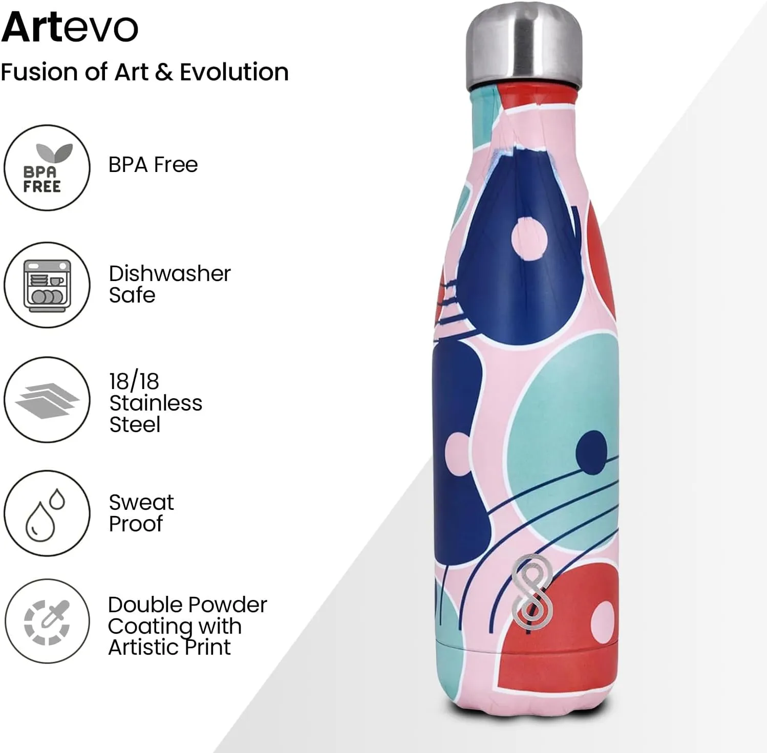 Water Bottle 17 Oz Stainless Steel Double Wall & Vacuum Insulated Sports Water Bottle Keep Cold for Upto 36 Hours and Hot for Upto 18 Hours | Pack of 1 (Pink)