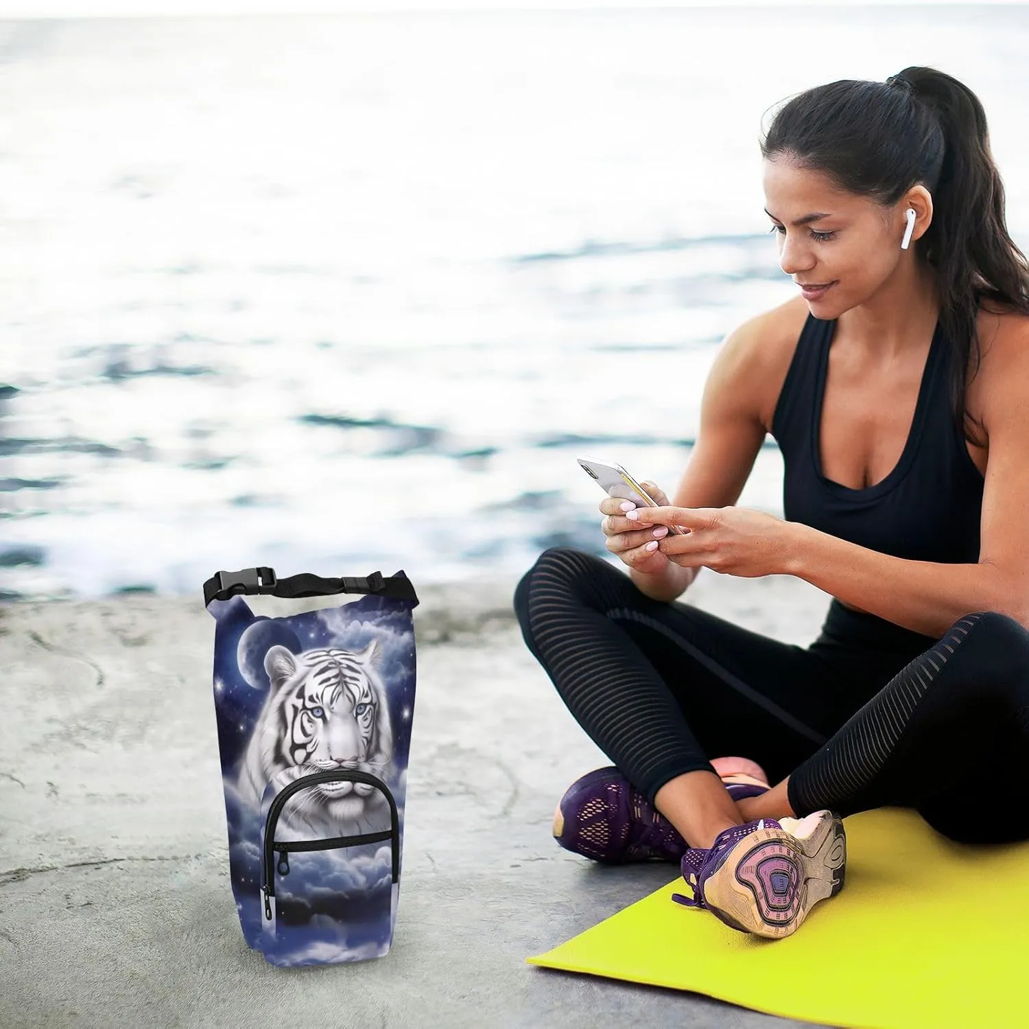 Water Bottle Carrier Bag Watercolor Wolf Family Pattern Bottle Pouch Holder Sports Water Bottle Accessories