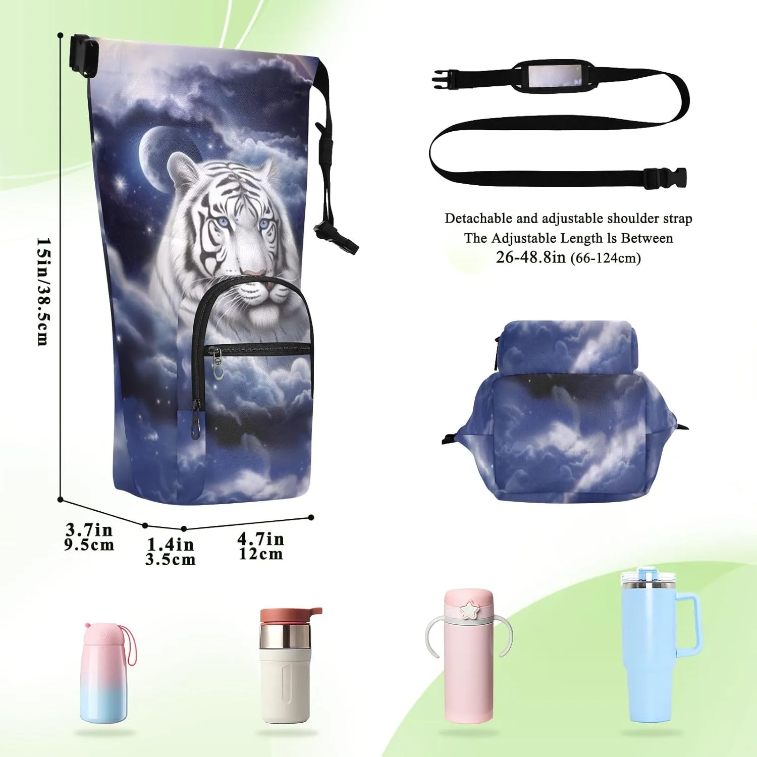 Water Bottle Carrier Bag Watercolor Wolf Family Pattern Bottle Pouch Holder Sports Water Bottle Accessories