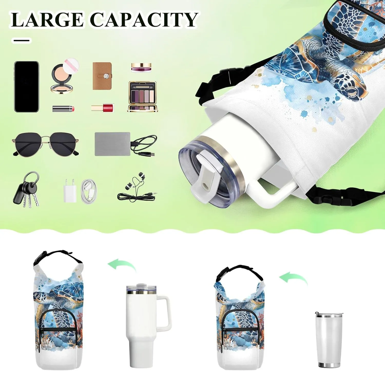 Water Bottle Carrier Bag Watercolor Wolf Family Pattern Bottle Pouch Holder Sports Water Bottle Accessories