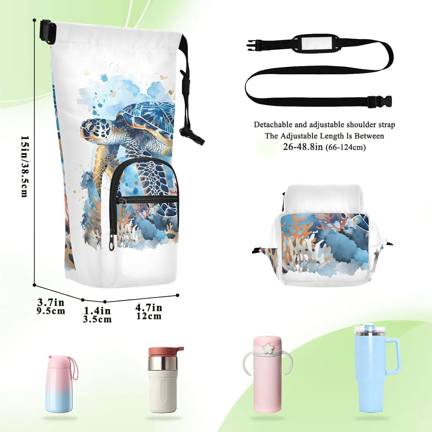 Water Bottle Carrier Bag Watercolor Wolf Family Pattern Bottle Pouch Holder Sports Water Bottle Accessories