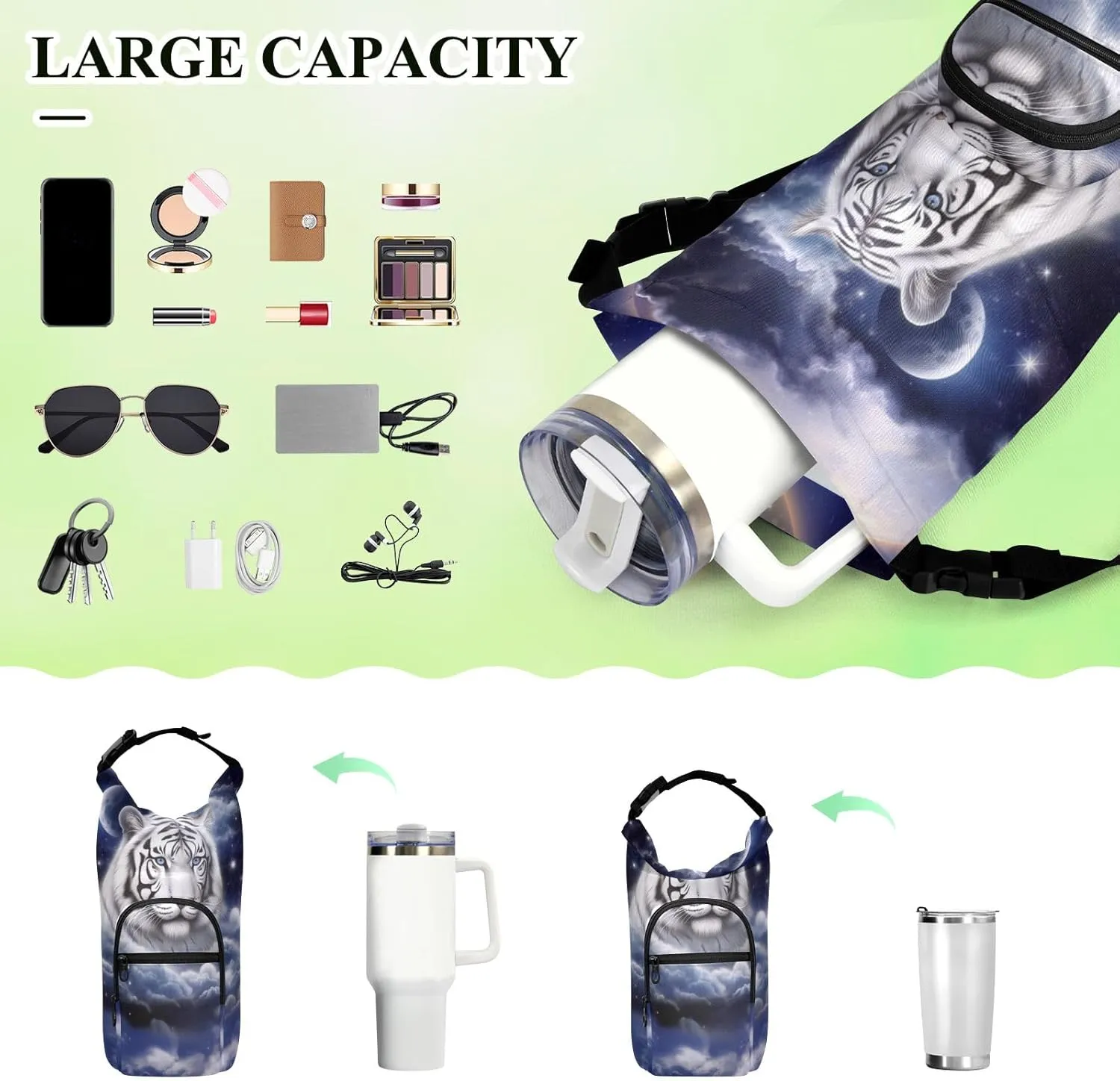 Water Bottle Carrier Bag Watercolor Wolf Family Pattern Bottle Pouch Holder Sports Water Bottle Accessories