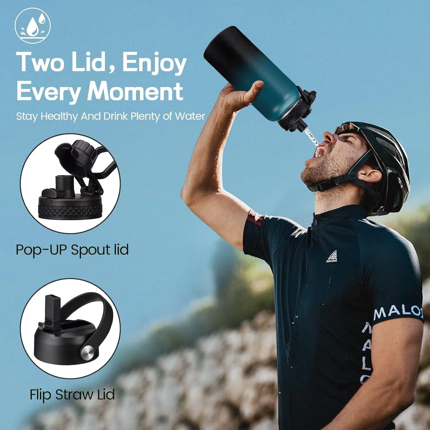 Water Bottle Set-32/40/64/128 OZ Insuated Stainless Steel Water Jug, 32 oz Water Bottle Flask