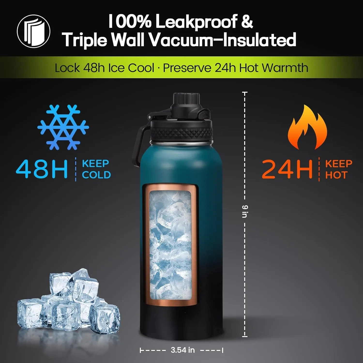 Water Bottle Set-32/40/64/128 OZ Insuated Stainless Steel Water Jug, 32 oz Water Bottle Flask