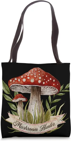 Watercolor Mushroom Hunter Red Toadstool Fungi Forager Tote Bag