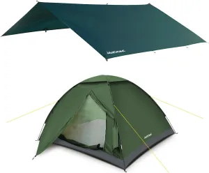 Waterproof 10X13ft Camping Tarp and 4 Person Camping Tent, Suitable for Outdoor Adventure, Hiking, Mountaineering Travel, Hammock