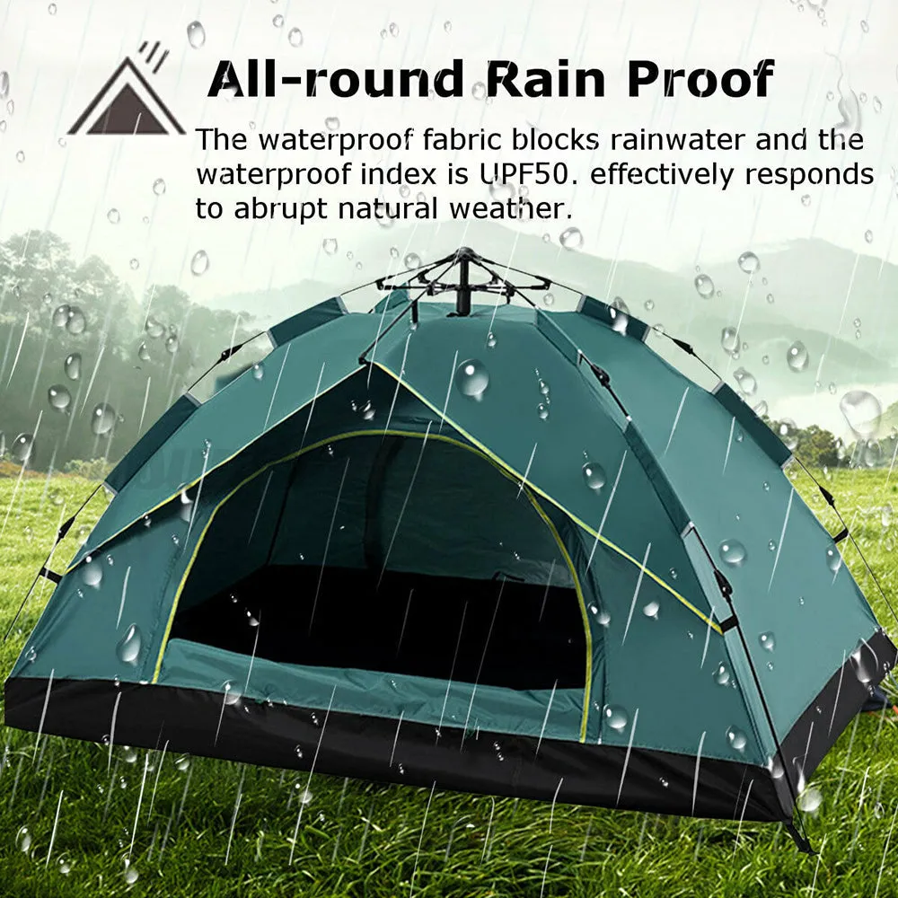 Waterproof Automatic Camping Tent 3-5 Person Come with Moisture Proof Pad(Green)-NT_Rural