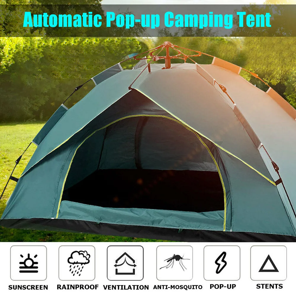Waterproof Automatic Camping Tent 3-5 Person Come with Moisture Proof Pad(Green)-NT_Rural