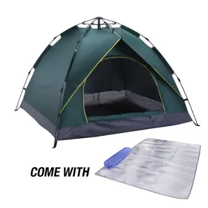 Waterproof Automatic Camping Tent 3-5 Person Come with Moisture Proof Pad(Green)-NT_Rural
